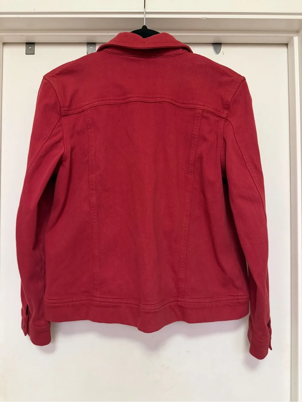 Coldwater Creek Knit Denim Jacket - Dover red - size M Petite - Picture 5 of 7
